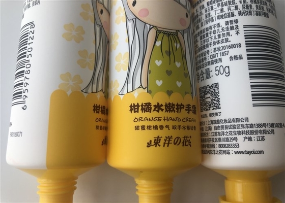 Moisturiser Hand Plastic Cream Tubes  50g Yellow Head With Octagonal Screw On Cap