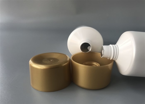 White pearl Empty Cosmetic Tubes 120g silk screen printing with hot stamping logo tail open