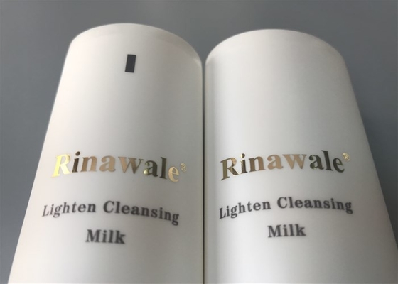 White pearl Empty Cosmetic Tubes 120g silk screen printing with hot stamping logo tail open