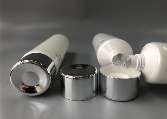 Milk White Celluminx Plastic Lotion Tubes With Round Flat Cap 80ml 5 Layer