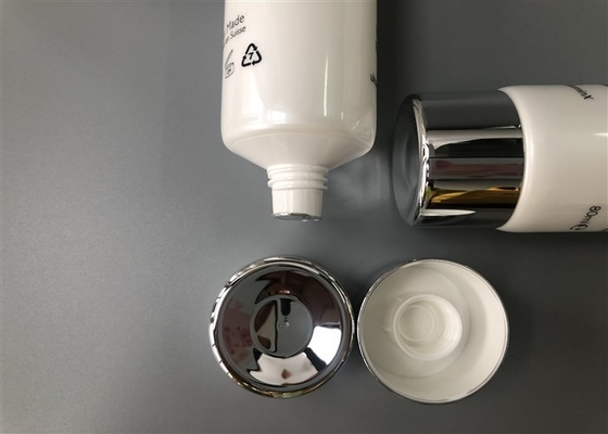 5 Layer Celluminx Empty Cosmetic Tubes Glossy With Round Flat Cap Electroplated Silver 80ml