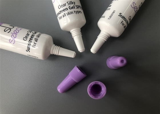 Mini 5ml Empty Cosmetic Tubes White Needle Nose Sunscreen Gel Diameter 16mm With Sponge Cap