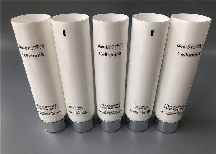 Milk White Celluminx Plastic Lotion Tubes With Round Flat Cap 80ml 5 Layer